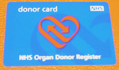 A picture of an NHS donor card.